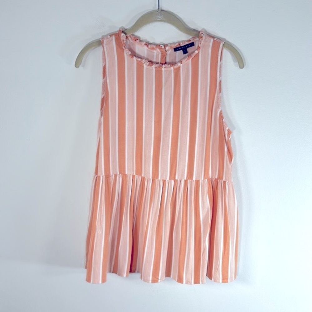 Staccato Boho Flowy 100% Rayon Sleeveless Women’s Size M Striped Peplum Top